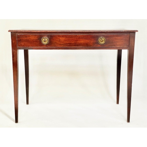 171 - WRITING TABLE, George III mahogany with full width frieze drawer and square section tapering support... 