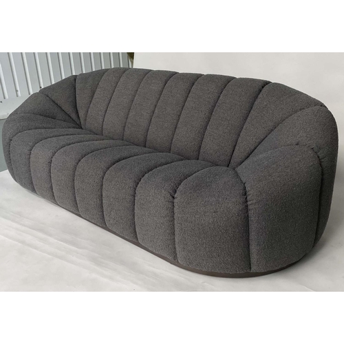SOFA, contemporary woven grey bouclé upholstered, 250cm x 93cm x 74cm H.
