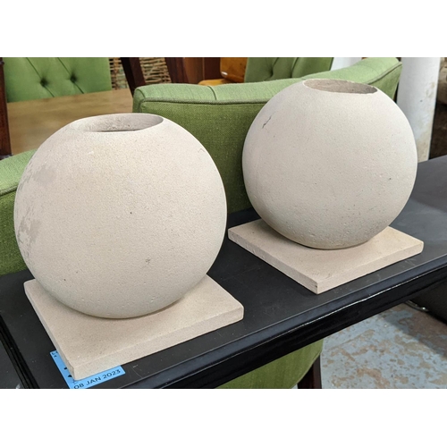 326 - CERAMIC LANTERNS, a pair, 23cm H, contemporary design. (2)