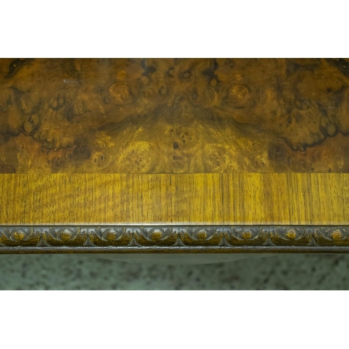 151 - LOW TABLE, 44cm H x 93cm W x 48cm D, Queen Anne style walnut and burr walnut, with crossbanded recta... 