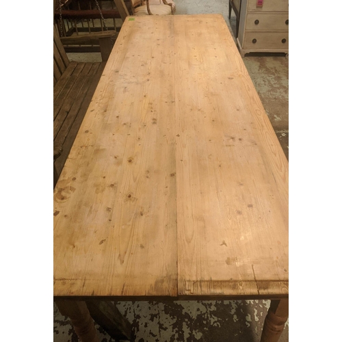 162 - FARMHOUSE TABLE, 75cm H x 240cm W x 80cm D, antique pine with single drawer.