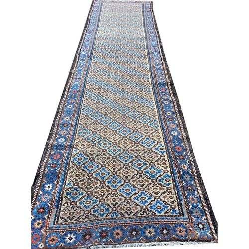 96 - ANTIQUE PERSIAN MALAYER RUNNER, 310cm x 89cm.