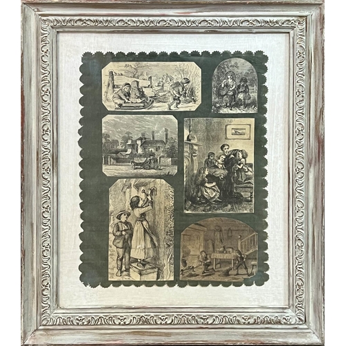 71 - DECOUPAGES, a set of eight, framed and glazed, 45cm x 36cm. (8)