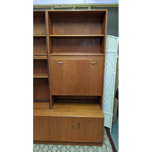 341 - G PLAN DRINKS CABINET, 162cm x 45cmx 198cm, vintage 1960s English, various compartments and shelves.