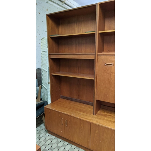 341 - G PLAN DRINKS CABINET, 162cm x 45cmx 198cm, vintage 1960s English, various compartments and shelves.