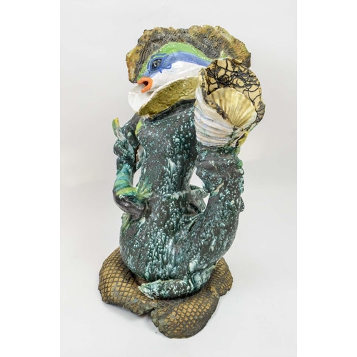 1 - STUDIO POTTERY SURREALIST SCULPTURE, aquatic design, 60cm H.