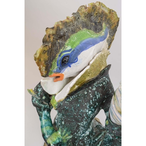 1 - STUDIO POTTERY SURREALIST SCULPTURE, aquatic design, 60cm H.