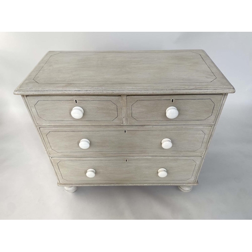 118 - CHEST, 19th century English grey painted and black lined with two short and two long drawers, 92cm x... 