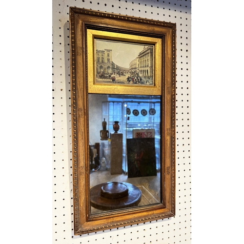 141 - PIER MIRRORS, a set of four, inset with 19th century style prints of London, each 53cm x 28cm. (4)