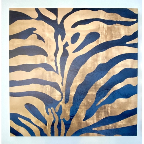 65 - CONTEMPORARY SCHOOL WALL PANELS, a set of three, zebra print detail, 80cm x 80cm.