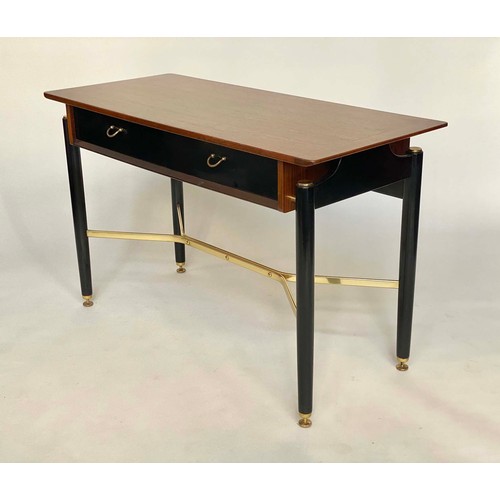 318 - G PLAN LIBRENZA WRITING TABLE by E Gomme   with two drawers and ebonised and gilt metal supports, 11... 