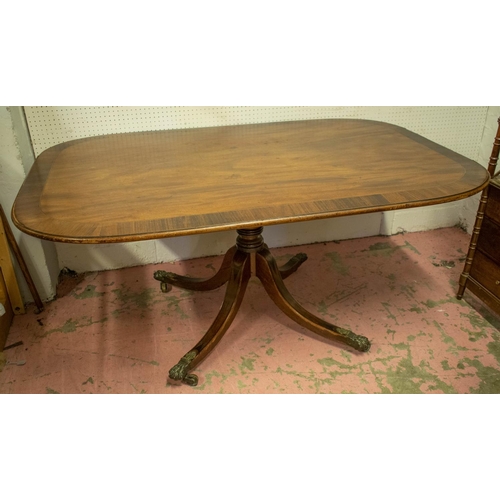 199 - BREAKFAST TABLE, 72cm H x 156cm x 107cm, Regency mahogany, rosewood and ebonised, circa 1815, with c... 