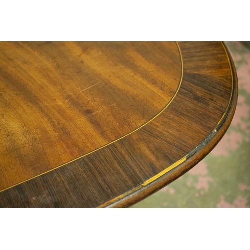 199 - BREAKFAST TABLE, 72cm H x 156cm x 107cm, Regency mahogany, rosewood and ebonised, circa 1815, with c... 