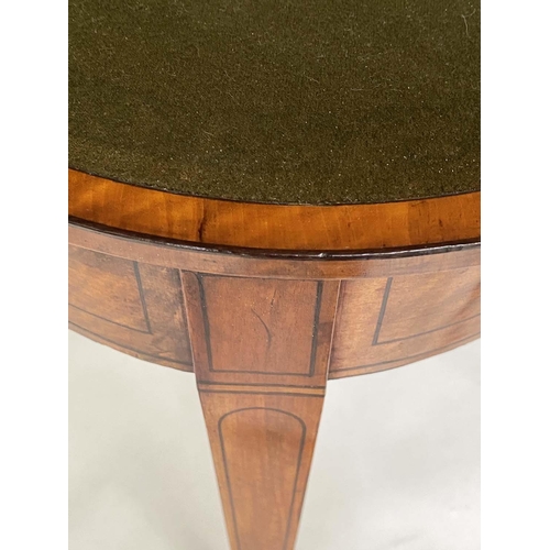 252 - CARD TABLE, George III period satinwood and crossbanded, D shaped foldover and baize lined, 94cm x 4... 