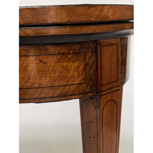 252 - CARD TABLE, George III period satinwood and crossbanded, D shaped foldover and baize lined, 94cm x 4... 