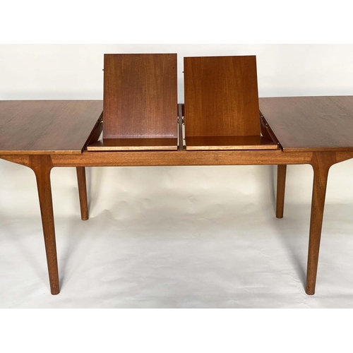 353 - MCINTOSH EXTENDING DINING TABLE, 1970's teak rounded rectangular with two integral foldout leaves la... 