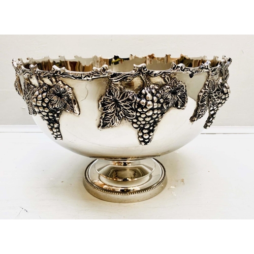 522 - CHAMPAGNE BATH, grape vine decoration, polished metal, 25cm H x 40cm D.