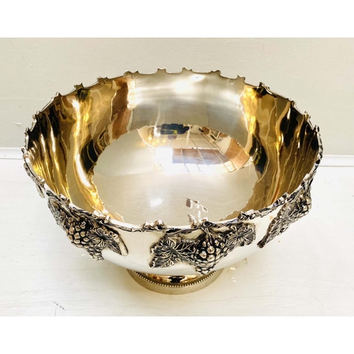 522 - CHAMPAGNE BATH, grape vine decoration, polished metal, 25cm H x 40cm D.