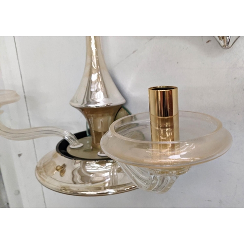 407 - DONGHIA LUNA MURANO GLASS WALL LIGHTS, a pair, each two branch, in gold dust finish, 55cm x 20cm x 4... 