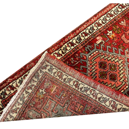 109 - PERSIAN KARAJA LONG RUNNER, 435cm x 70cm.