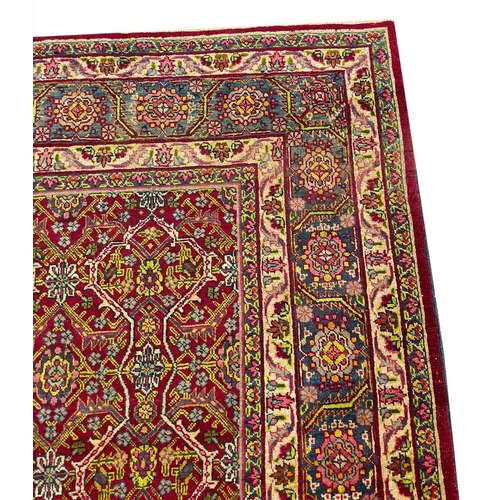 111 - ANTIQUE PERSIAN TEHRAN RUG, 217cm x 140cm.