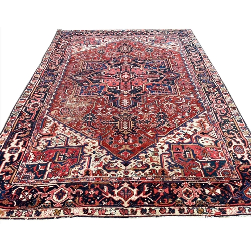 128 - ANTIQUE HERIZ CARPET, 350cm x 255cm.