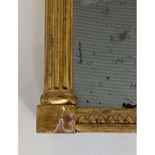 141 - REGENCY PIER MIRROR, carved giltwood with fluted pillars and foliate frieze, 64cm x 95cm H.