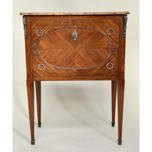 144 - COMMODE, French Louis XVI style kingwood and silver gilt metal mounted with two drawers, 61cm x 34cm... 