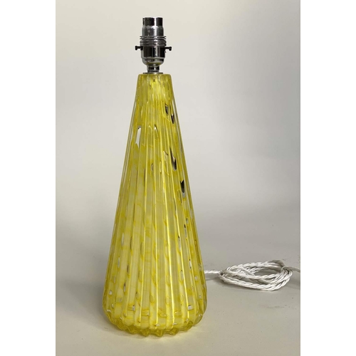 145 - MURANO TABLE LAMPS, two, Venetian glass, graduated facetted form, one rose pink, one lemon yellow, 3... 