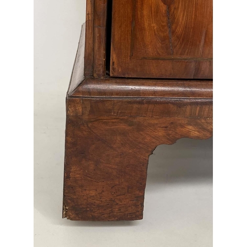 179 - CHEST, early 18th century English Queen Anne figured walnut will two short and three long drawers, 8... 