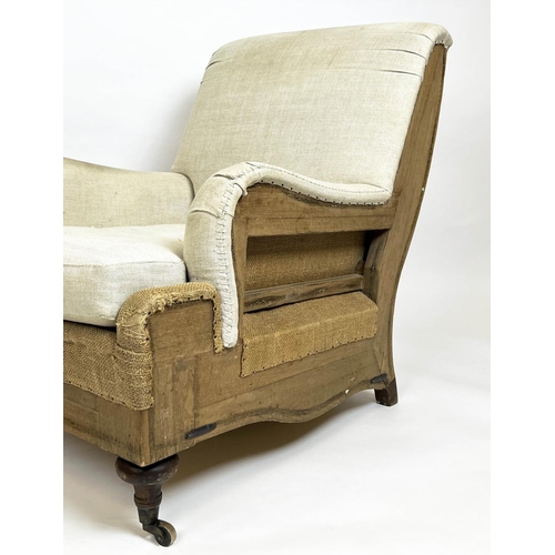 188 - HOWARD STYLE ARMCHAIR, by Van Thiel & Co, deconstructed linen and hessian upholstered, 75cm x 89cm H... 