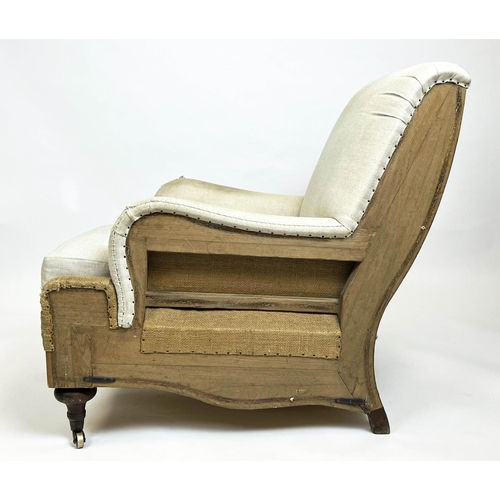 188 - HOWARD STYLE ARMCHAIR, by Van Thiel & Co, deconstructed linen and hessian upholstered, 75cm x 89cm H... 