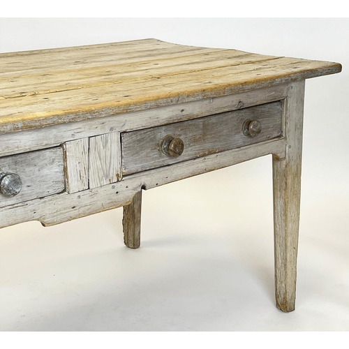 190 - FARMHOUSE/PREPARATION TABLE, 19th century pine, with two drawers, 79cm H x 177cm x 86cm.