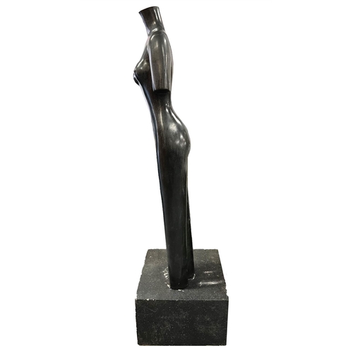 192 - GREGORY MUTASA (Zimbabwean b.1959) 'Standing Nude', carved stone on square plinth base, 157cm H.