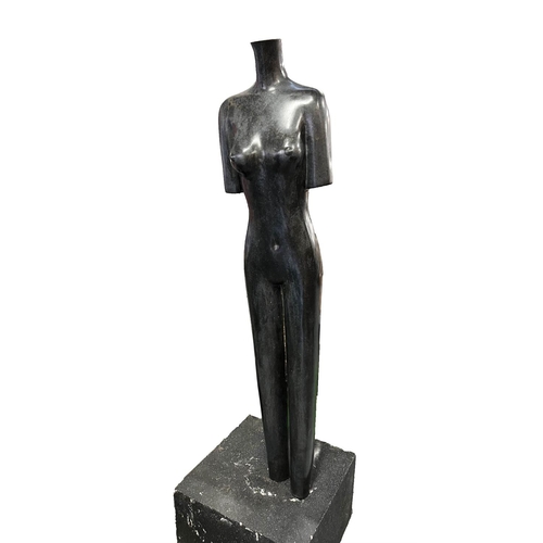 192 - GREGORY MUTASA (Zimbabwean b.1959) 'Standing Nude', carved stone on square plinth base, 157cm H.