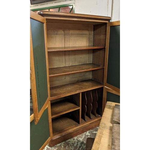 196 - SIDE CABINETS, a pair, 97cm W x 161cm H x 39cm D Victorian oak, each with four mirrored doors enclos... 