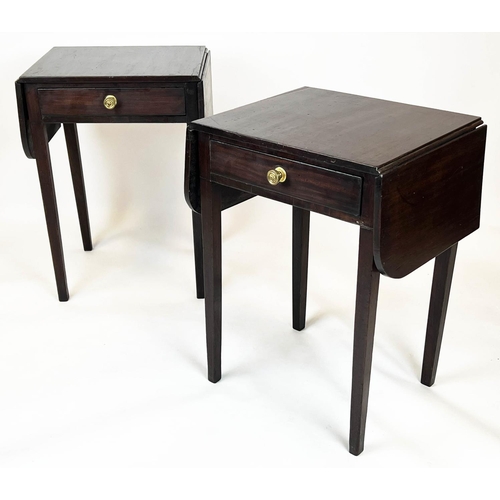 198 - DROP FLAP SIDE TABLES, 72cm H x 51cm x 43cm x 98cm open, a pair, George III mahogany, each with sing... 