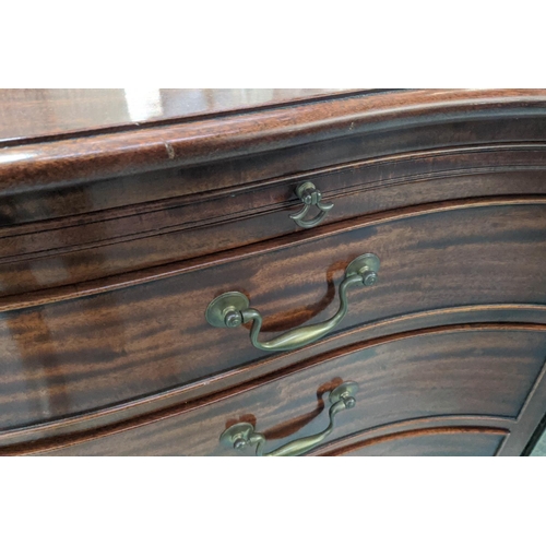 259 - WILLIAM TILLMAN SERPENTINE CHEST, George III style mahogany with green baize brushing slide above fo... 