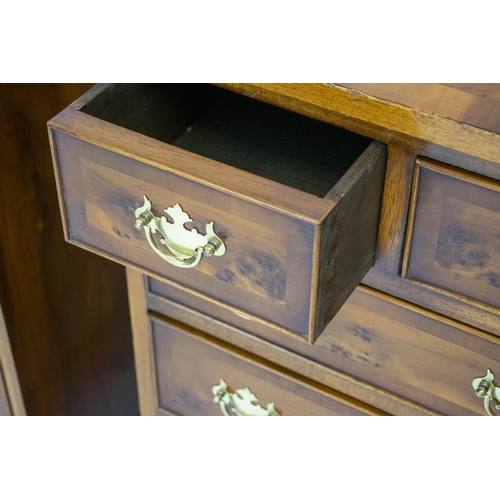 264 - BEDSIDE CHESTS, 83cm H x 47cm W x 48cm D, a pair, Georgian style yewwood, each containing six drawer... 