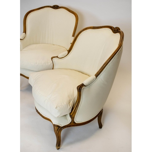 268 - BERGERES, 83cm H x 63cm, a pair, Louis XV style in calico. (2)