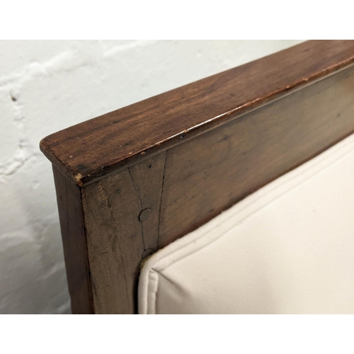 293 - CANAPE, early 19th century French fruitwood, pegged mortise and tenon construction, new cream uphols... 