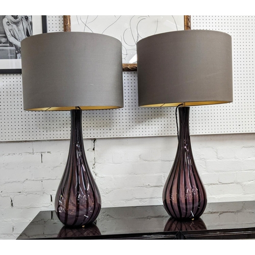 313 - BEST & LLOYD TABLE LAMPS, 87cm H, a pair, with shades. (2)