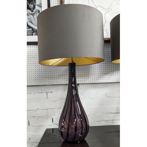 313 - BEST & LLOYD TABLE LAMPS, 87cm H, a pair, with shades. (2)