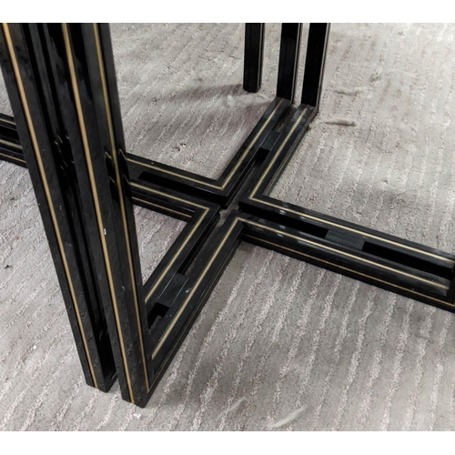 319 - PIERRE VANDEL DINING TABLE, 210cm x 110cm x 76cm, vintage 1970's French lacquered with smoked glass ... 