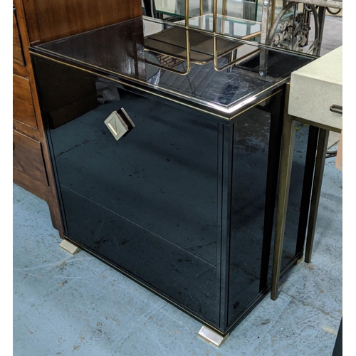 323 - PIERRE VANDEL SIDE CABINET, vintage 1970's French, lacquered metal and glass, 71cm x 45cm x 71cm.