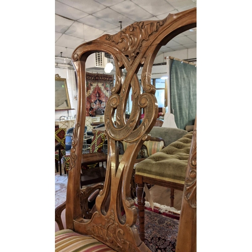 374 - DINING CHAIRS, a set of twelve,  20th century Continental walnut framed including two carvers, 66cm ... 