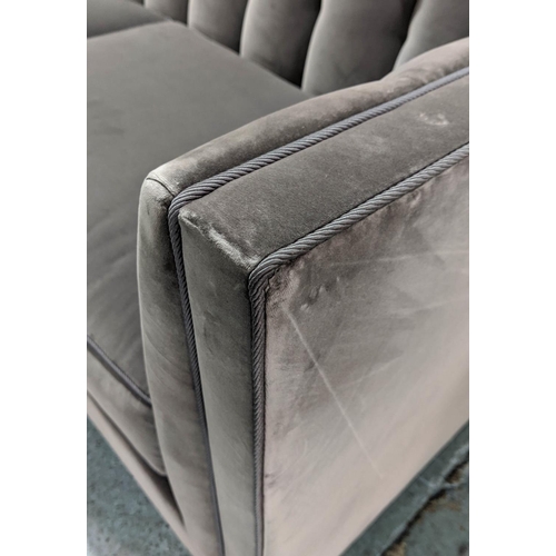 396 - BESPOKE SOFA LONDON SOFA, dark grey velvet upholstered, 210cm x 90cm x 76cm.