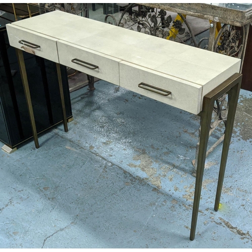 405 - ATTRIBUTED TO LOUISE BRADLEY AMELIE SHAGREEN CONSOLE TABLE, 110cm x 30.5cm x 75.5cm.