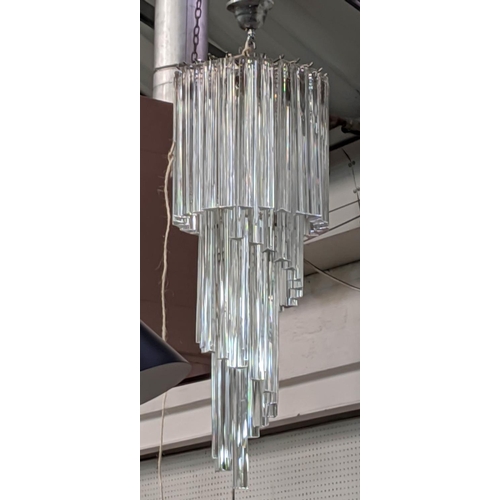 416 - CHANDELIER, approx 85cm tall, Murano style, tredri glass drops