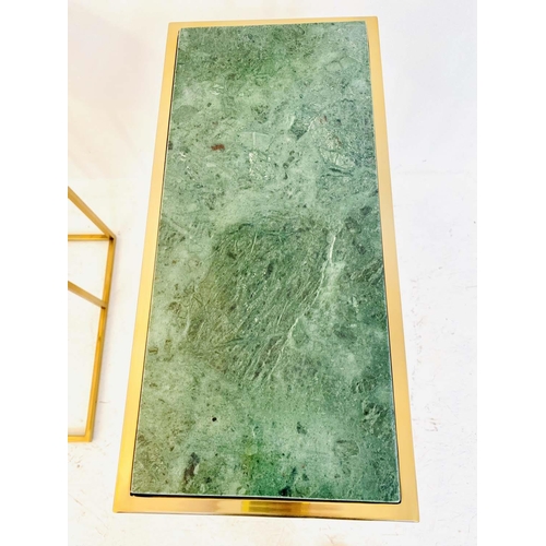 438 - MARTINI TABLES, pair, 60cm high, 46cm wide, 22cm deep, green marble inset tops, gilt metal frames. (... 